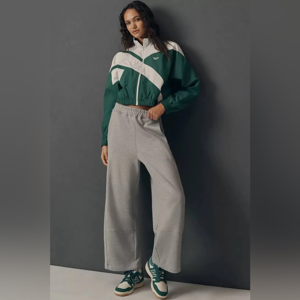 Anthropologie Athletic Wide Leg Pants in Heather Gray